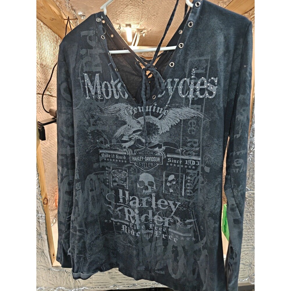 Harley-Davidson Women's Long Sleeve V-Neck T-Shirt Size XL